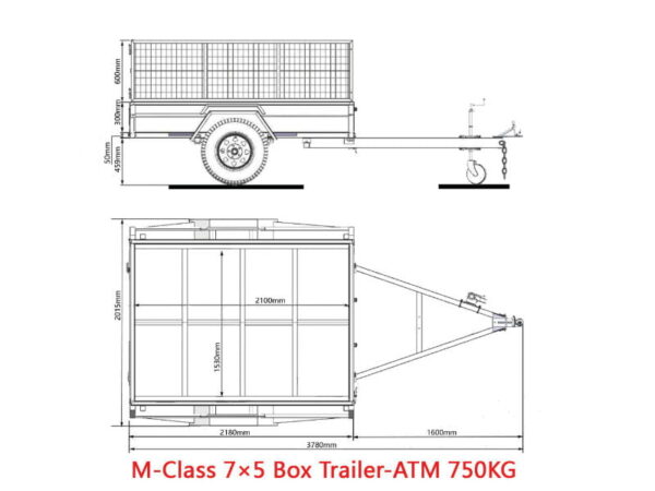 7x5 ft box trailer