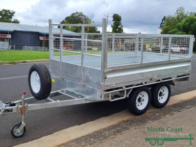 10 x 6 ft Heavy Duty Flat Deck Trailer with Loading Ramps with 600 Cage