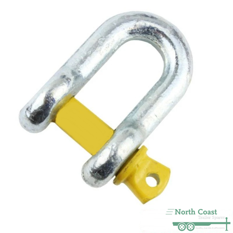 D Shackle 8mm Galvanised with Yellow Pin rated up to 750kgs