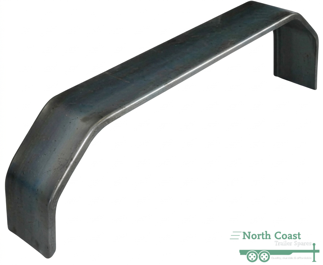 Tandem trailer mudguard in 4-fold black steel finish, 1540mm long by 10 inches wide